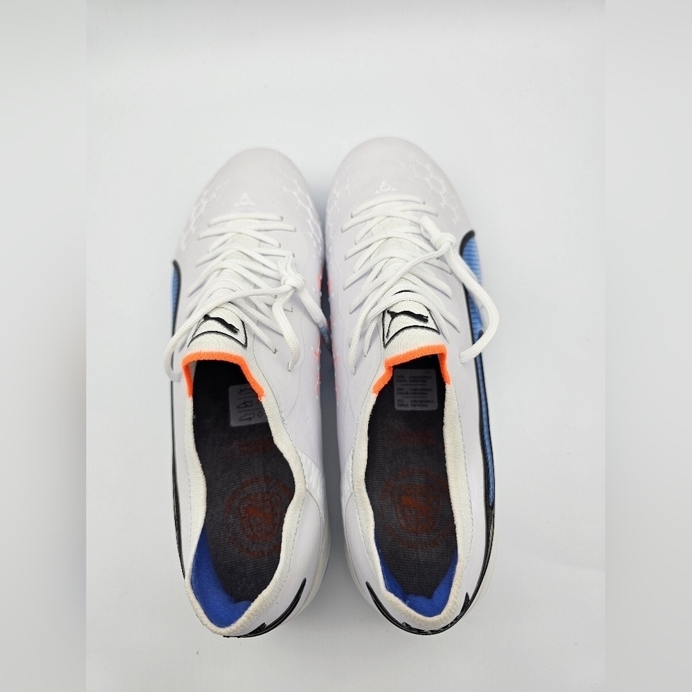 Puma King Ultimate FG AG 'White Blue Glimmer' Soccer Cleats - Picture 5 of 6